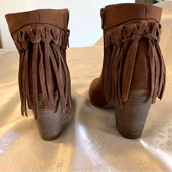 Carlos Santana Ankle Boots ‘Twilight’ Chocolate Suede & Fringes Sz 7 Gorgeous - Picture 5 of 9